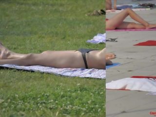 Oculto cámara desnuda playa niñas top-less milfs voluptuoso culos bikini