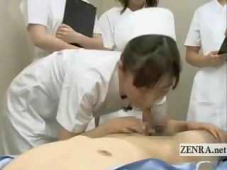 Subtitled CFNM Japanese specialist Nurses Blowjob Seminar