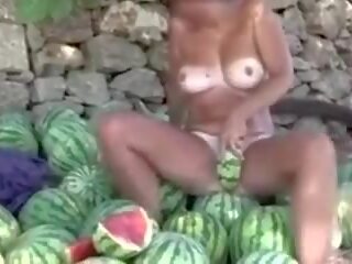 Time to Collect Watermelons, Free Outdoors MILF adult clip film