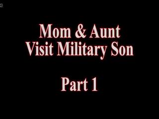 Mãe e tia visita militar filho parte 1, adulto clipe de
